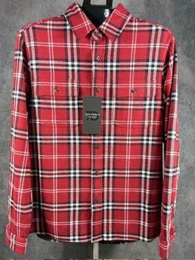 7 Diamonds Shirt Men's Medium Red/Black Soft Stretch Flannel